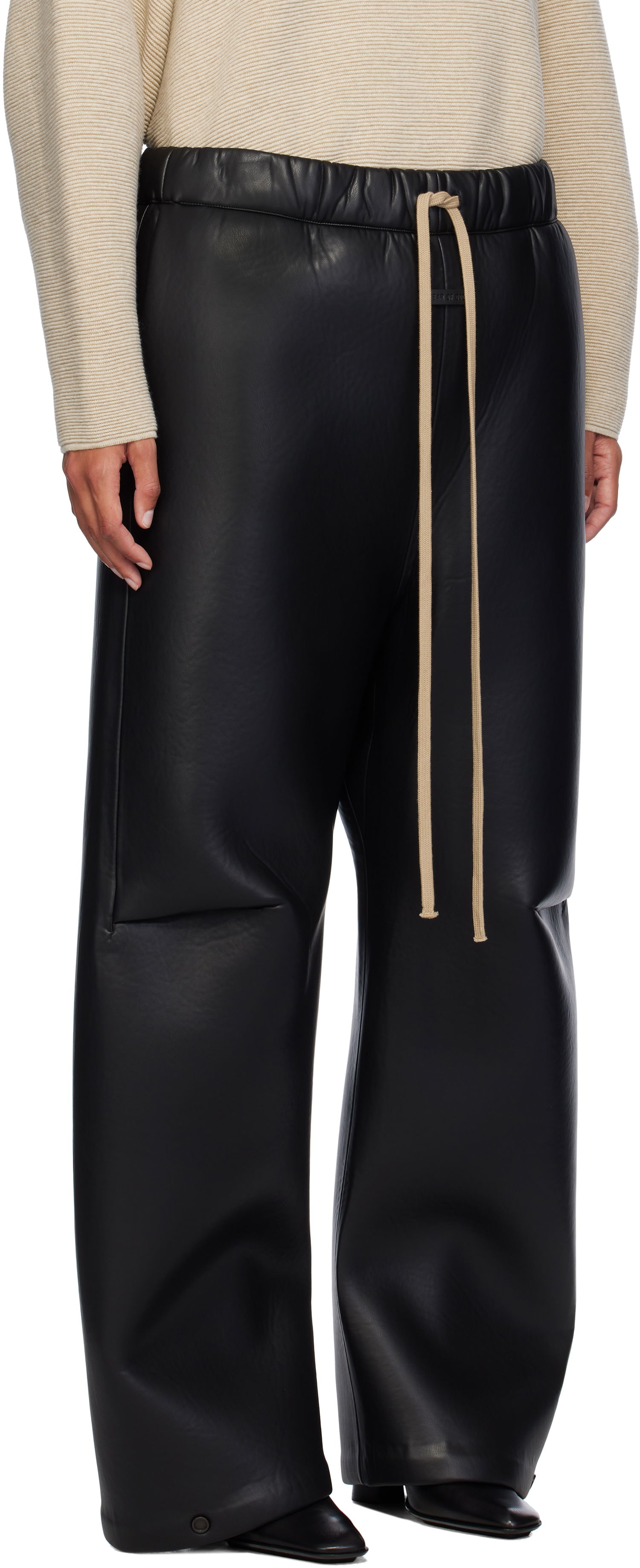 Bukser Fear of God Fear of God Neoprene Knee Pleat Wide Leg Faux-Leather Trousers Sort | FG840-318PCN, 1