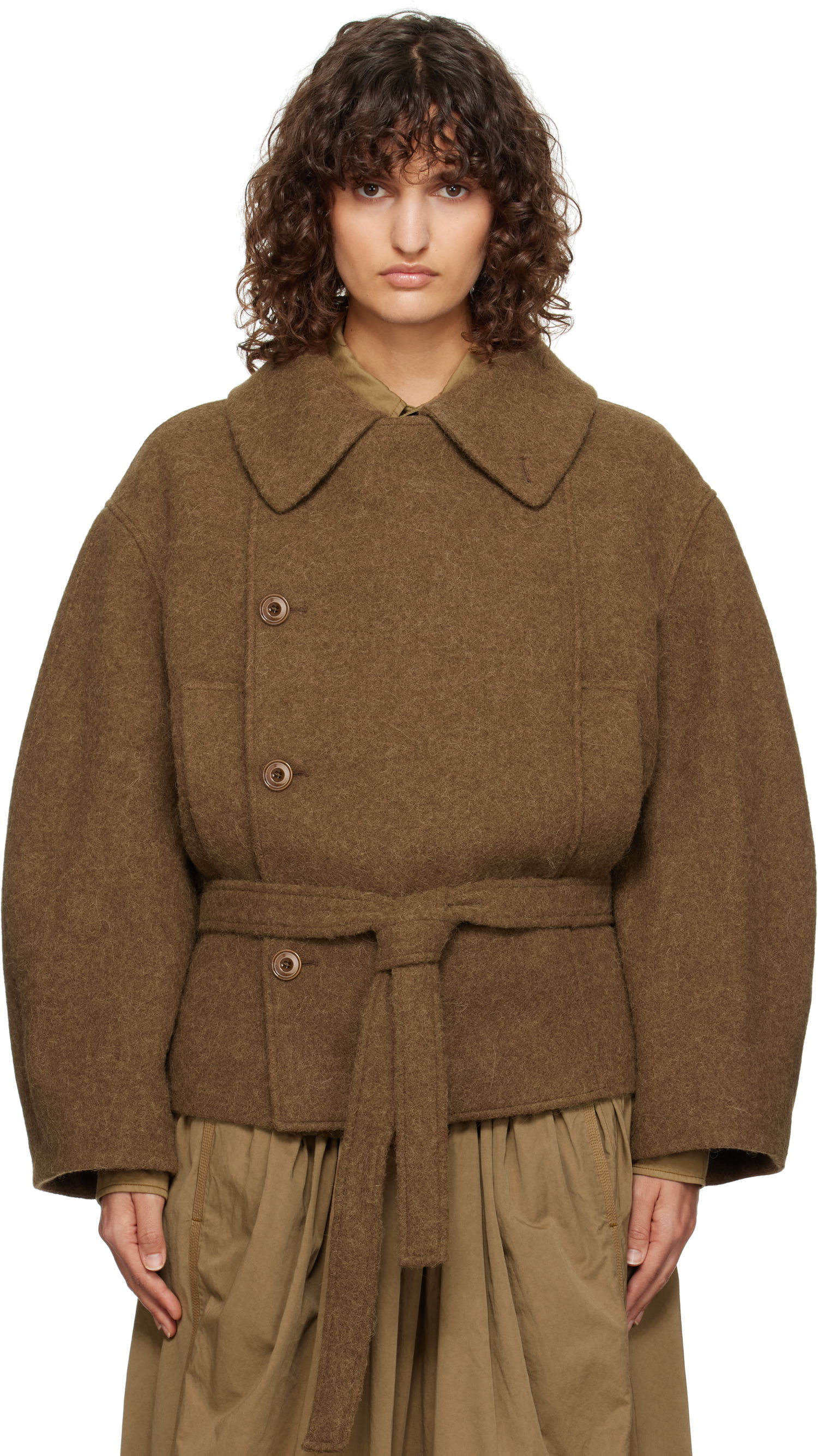 Frakker LEMAIRE Lemaire Short Asymmetrical Bathrobe Jacket Brun | CO1083 LF504, 0