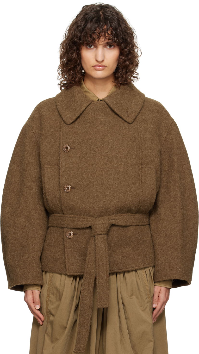 Frakker LEMAIRE Lemaire Short Asymmetrical Bathrobe Jacket Brun | CO1083 LF504
