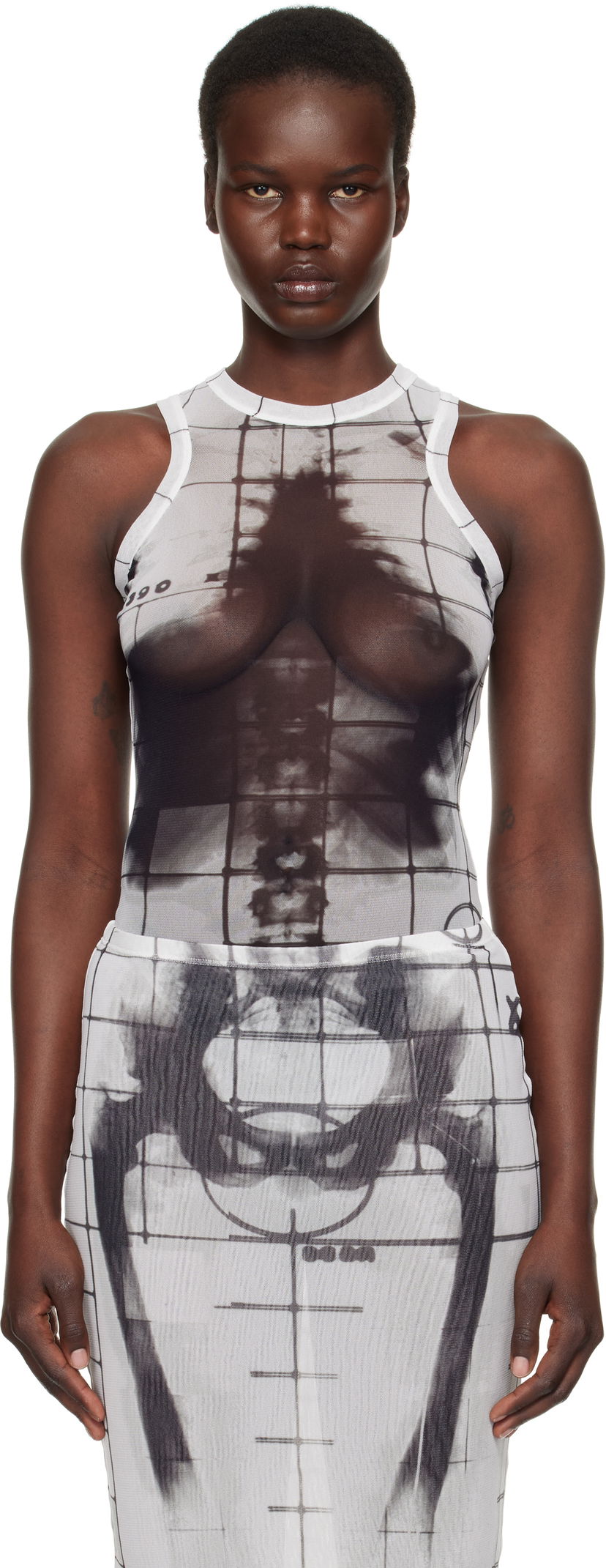 Kjole Jean Paul Gaultier Jean Paul Gaultier 'The Squeletor' Printed Bodysuit Hvid | 25/33-F-BD058-T580-0100