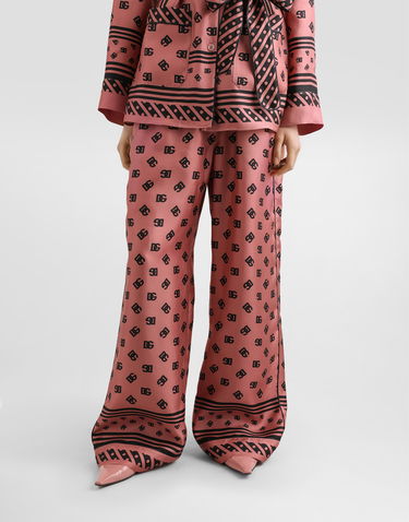 Pyjamas Dolce & Gabbana Dolce & Gabbana Silk Satin Jacquard Pajama Pants with All-over DG Logo Lyserød | FTAMPTGDCVJF0473, 3