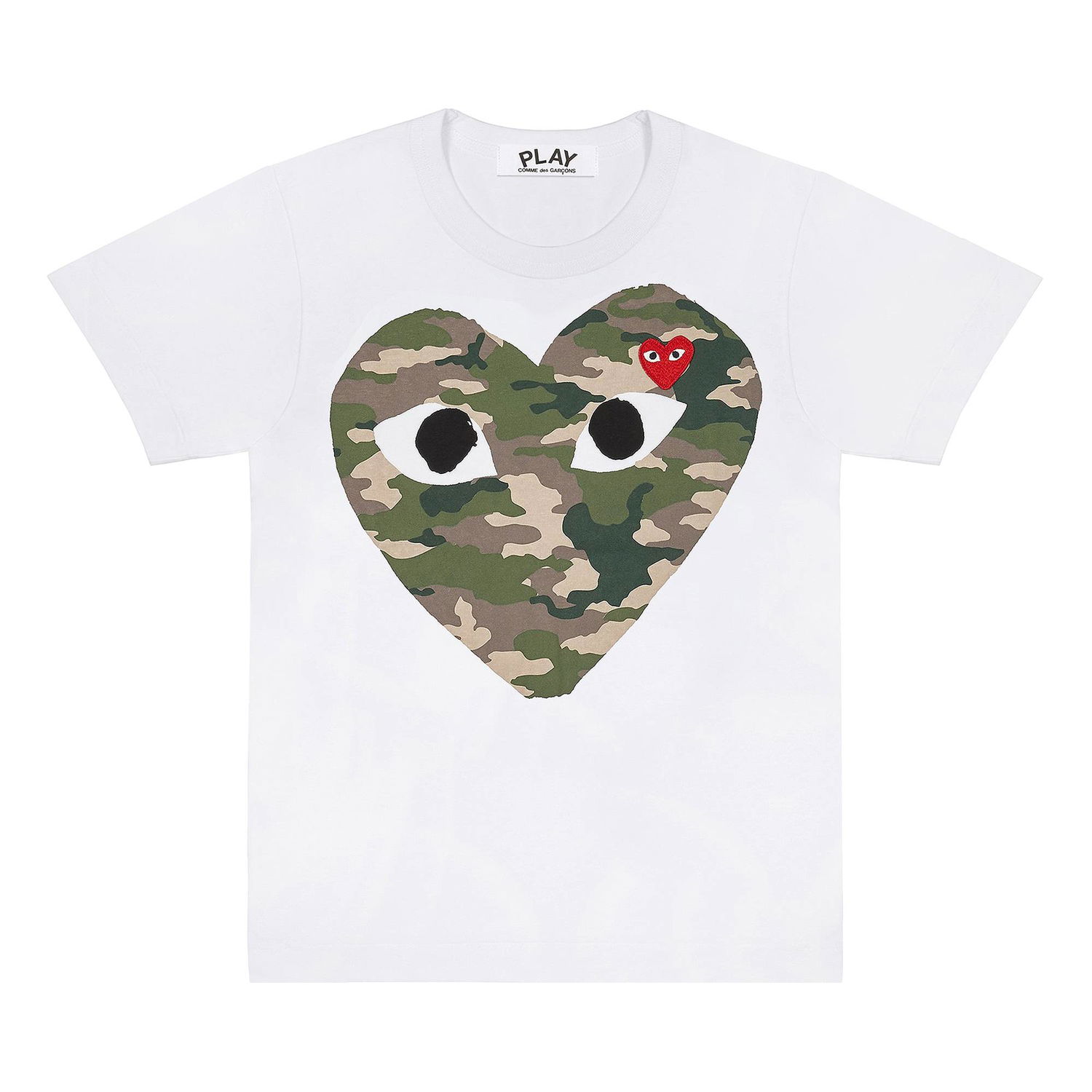 T-shirt Comme des Garçons PLAY Camouflage Heart T-Shirt Hvid | AZ T241 051 1, 1