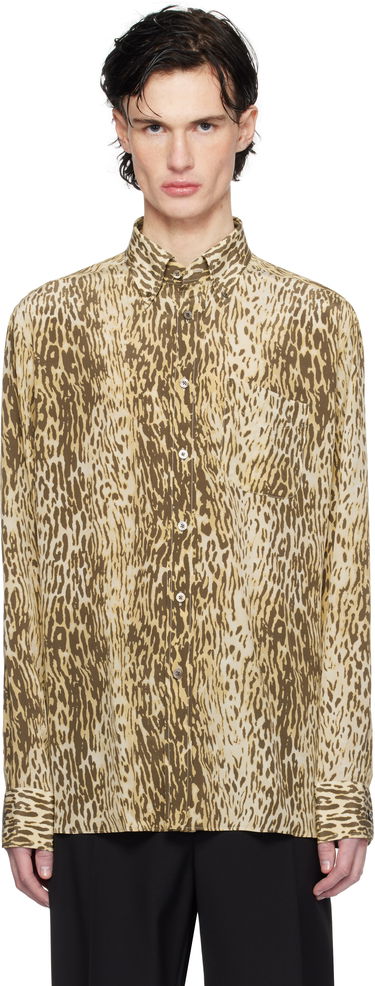 Skjorte Tom Ford 70's Animalier Print Fluid Fit Shirt Brun | HRO003-FMS045S25, 0