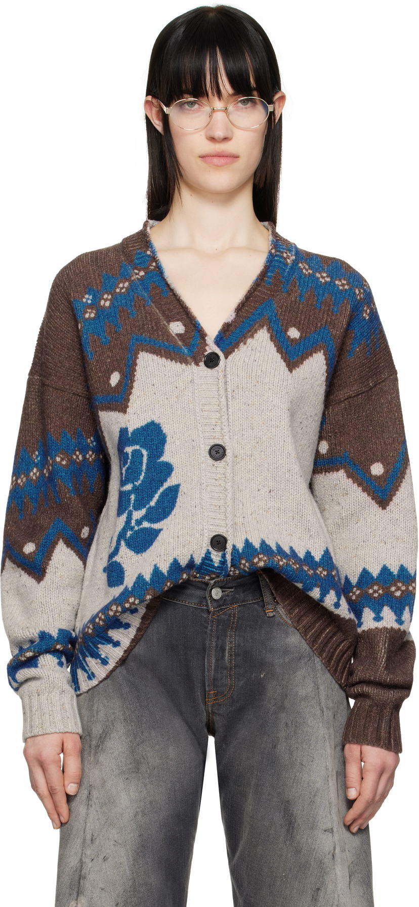 Sweater Acne Studios Acne Studios Jacquard Wool Cardigan Flerfarvet | A60577-