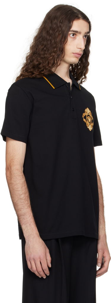 Polo skjorte Versace Versace Embroidered Architectural Baroque Polo Hvid | 1013906_1A14973, 4