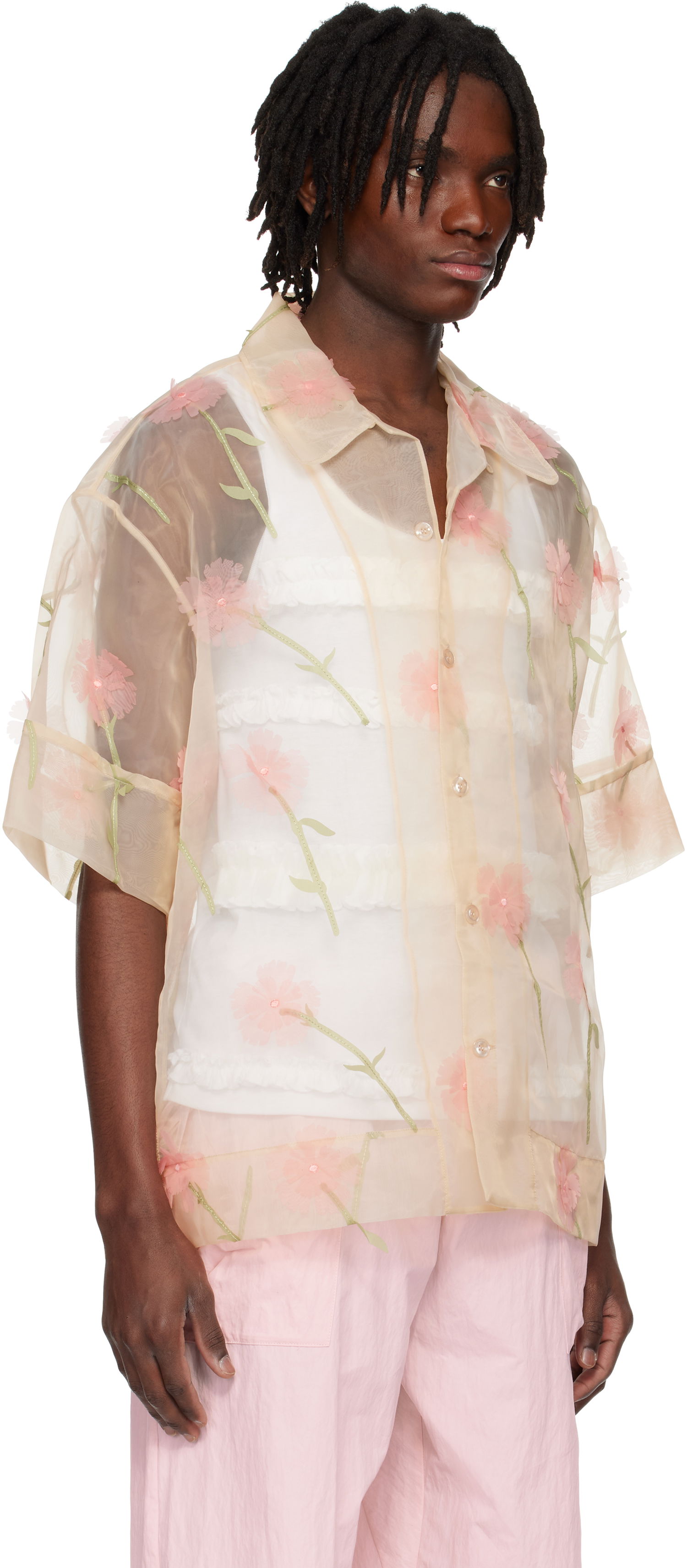 Skjorte Simone Rocha Simone Rocha Carnation Organza Boxy Shirt Beige | 5332 1245, 1