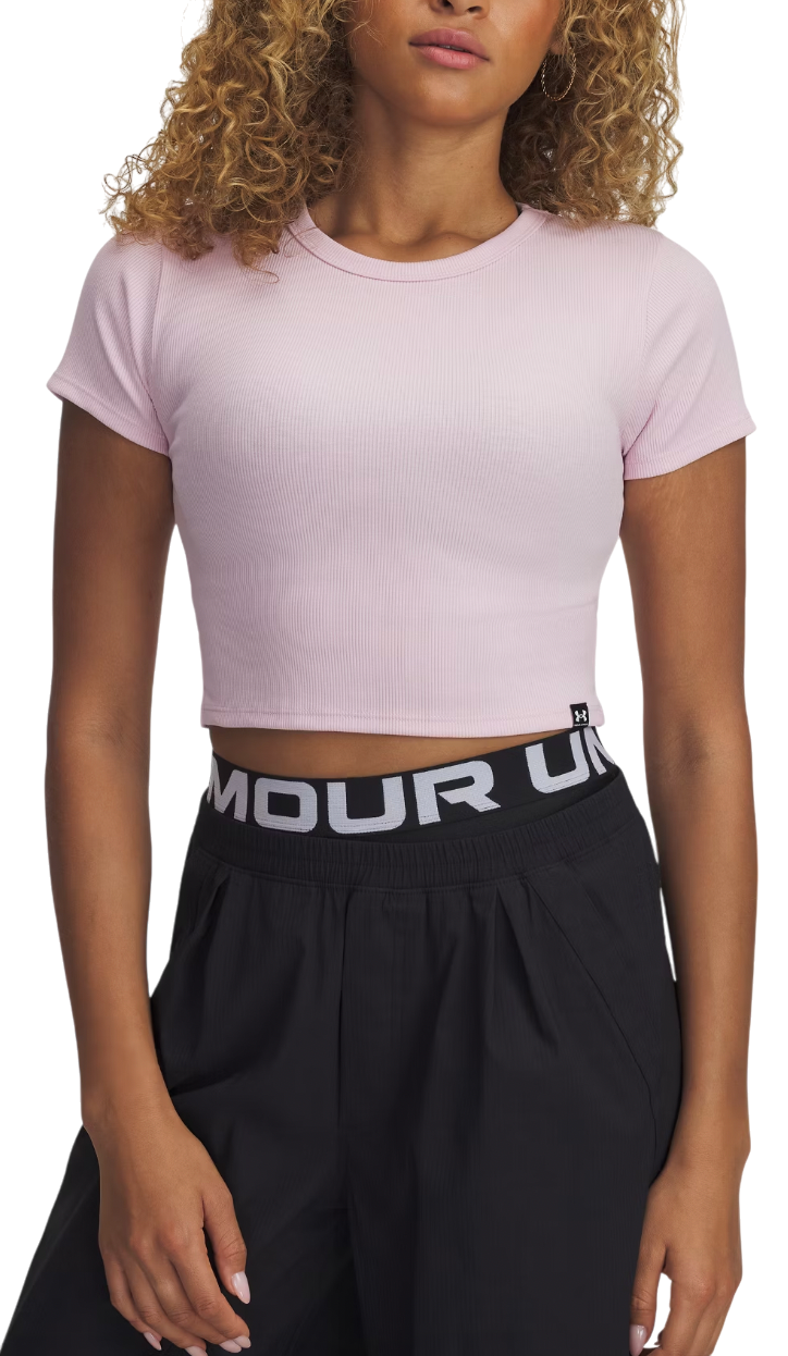 Crop top Under Armour Under Armour UA Rival Rib Cropped T-Shirt Lyserød | 6000264-647