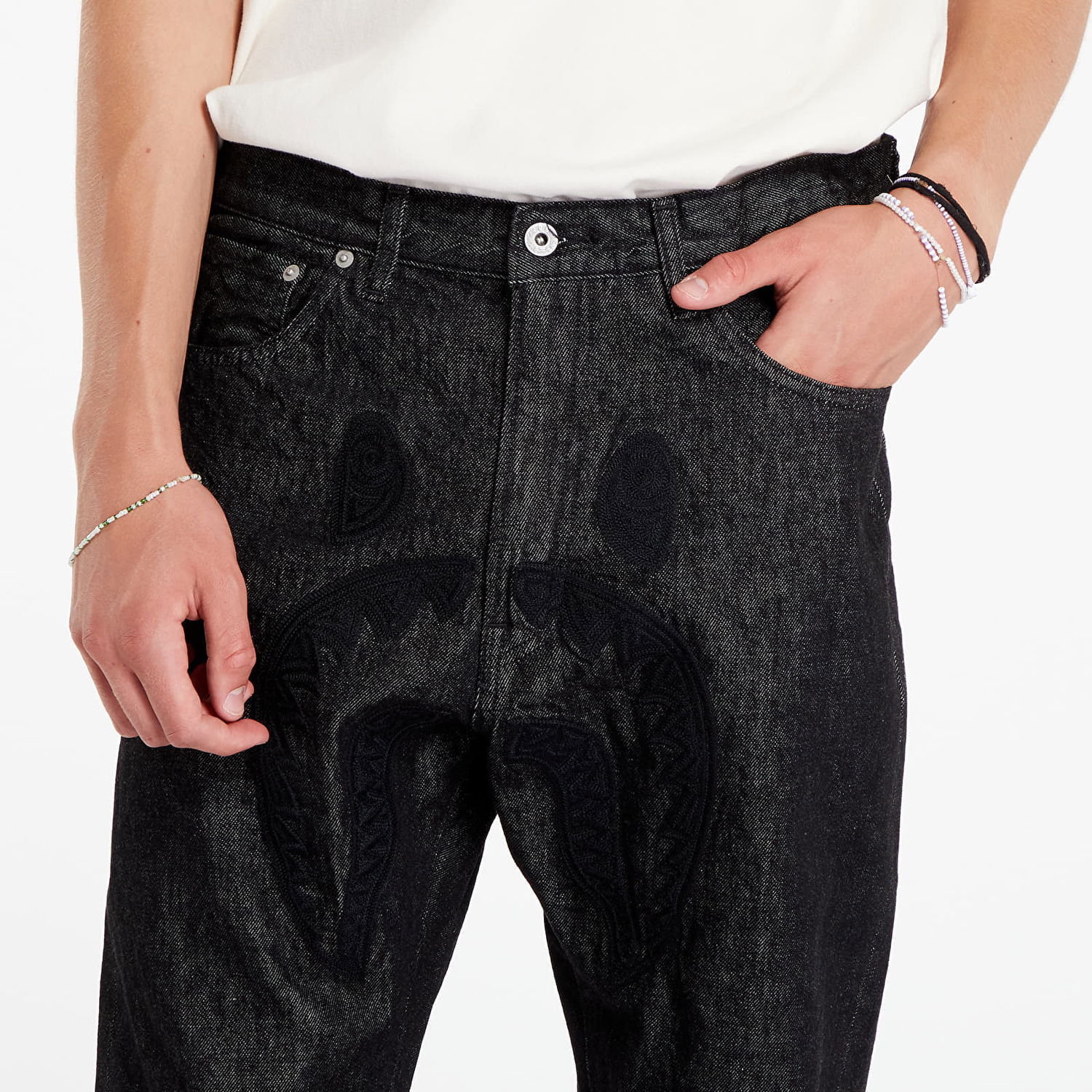 Jeans BAPE A BATHING APE Shark 13 Oz Denim Pants Sort | 001DPK801004M BLK, 1