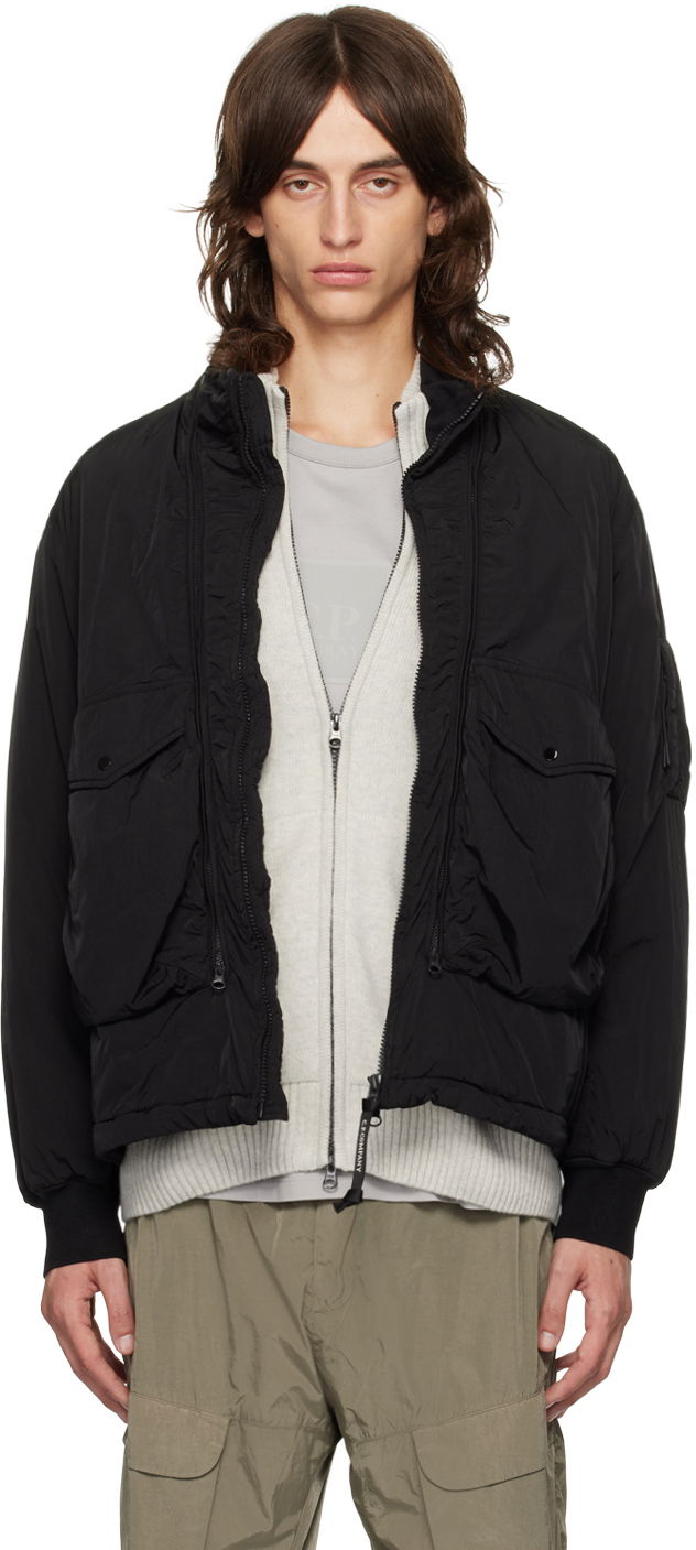 Puffer jakke C.P. Company Black Chrome-R Body Zippers Padded Jacket Sort | 17CMOW089A-005904G, 0