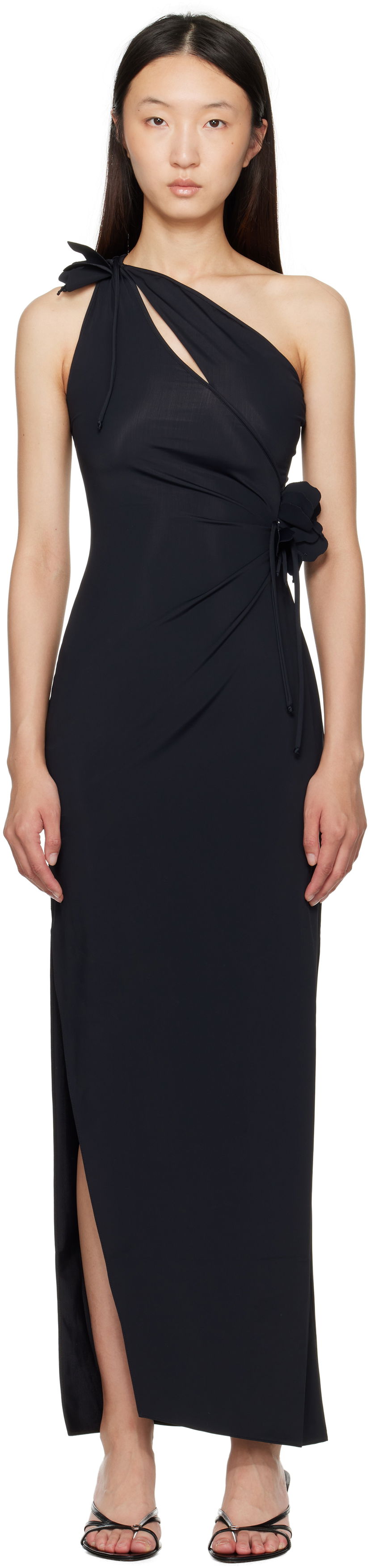 Kjole Coperni Coperni Asymmetric Flower Maxi Dress Sort | COPR213F5021