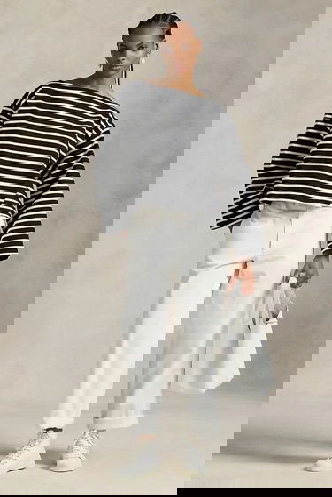 T-shirt Polo by Ralph Lauren Polo Ralph Lauren Striped Cropped Long Sleeve T-Shirt Sort | 211959103, 2