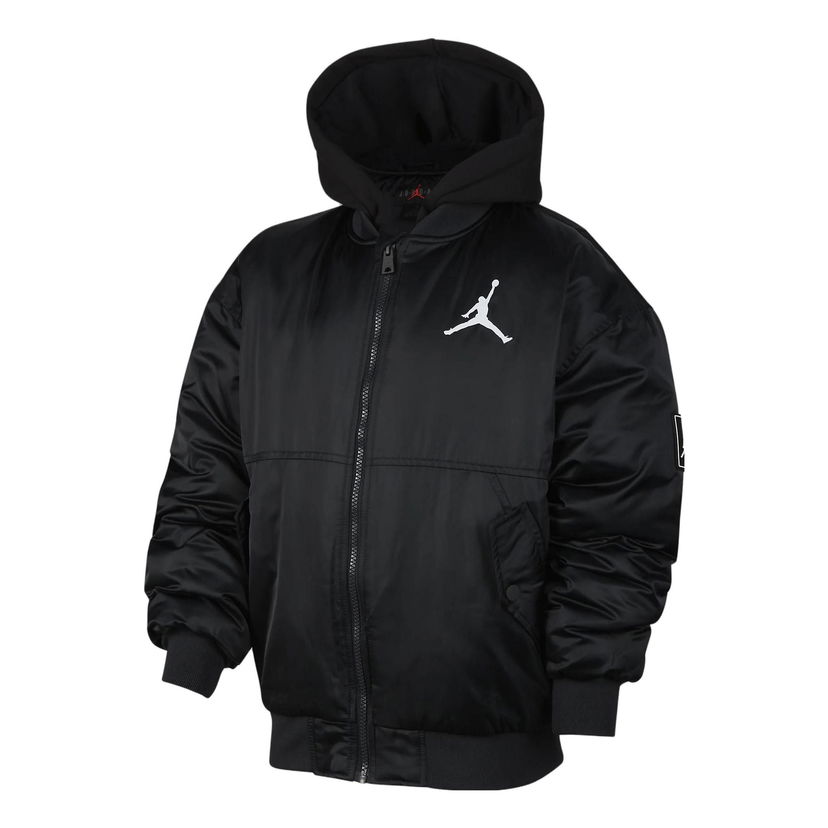 Bomberjakke Jordan Air Jordan Logo Hooded Bomber Jacket Sort | FV2632-010