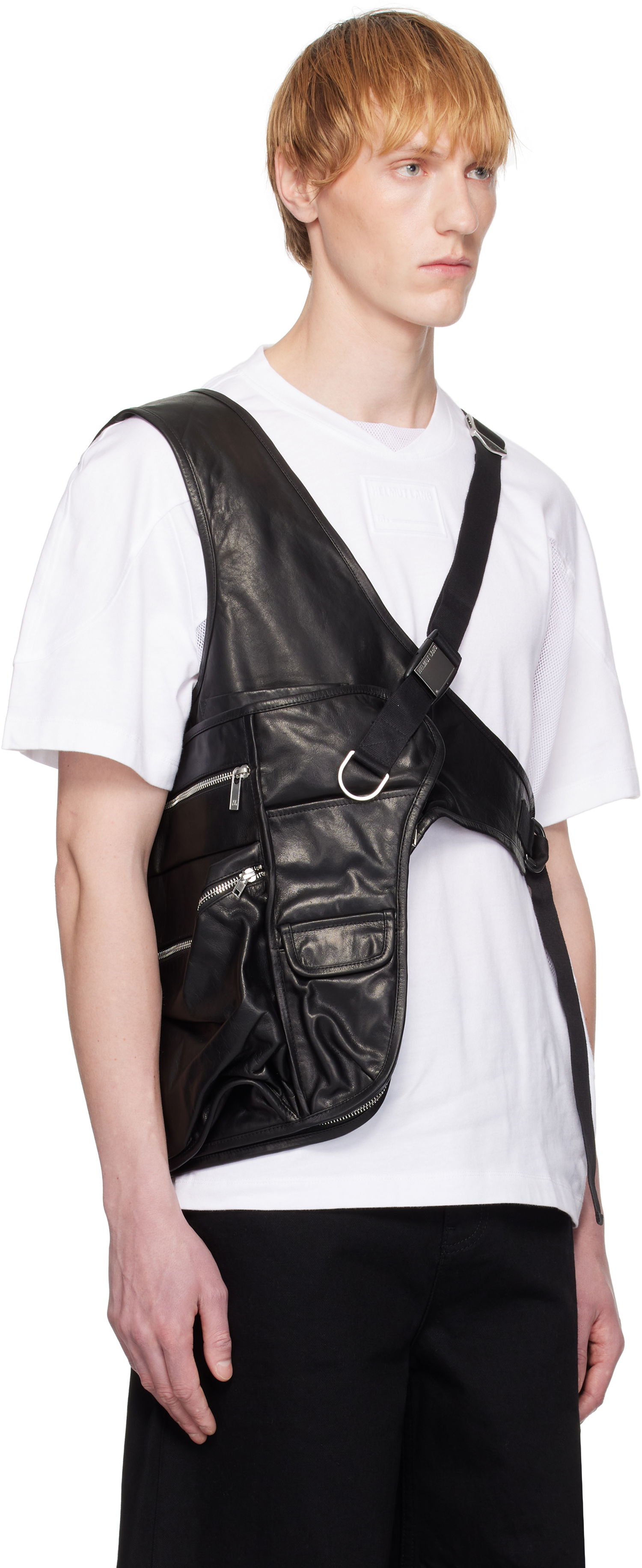T-shirt Helmut Lang Helmut Lang Utility Bag Leather Vest Sort | P01HM101, 1