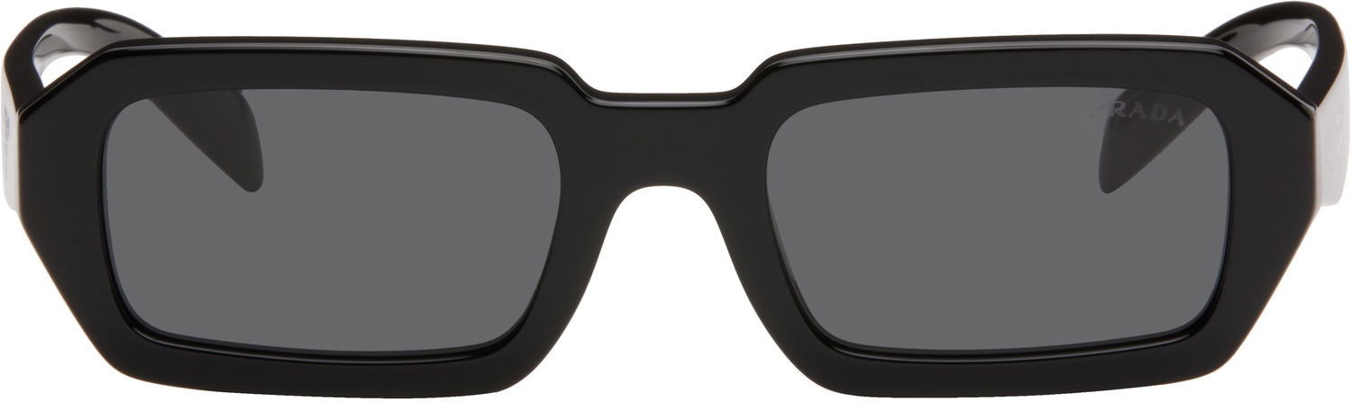 Solbriller Prada Angular Rectangle Acetate Sunglasses Sort | 0PR A12S 8056597967884, 0