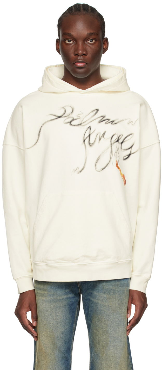 Sweatshirt Palm Angels Foggy Hoodie "Off-White" Hvid | PMBB117R24FLE0050310