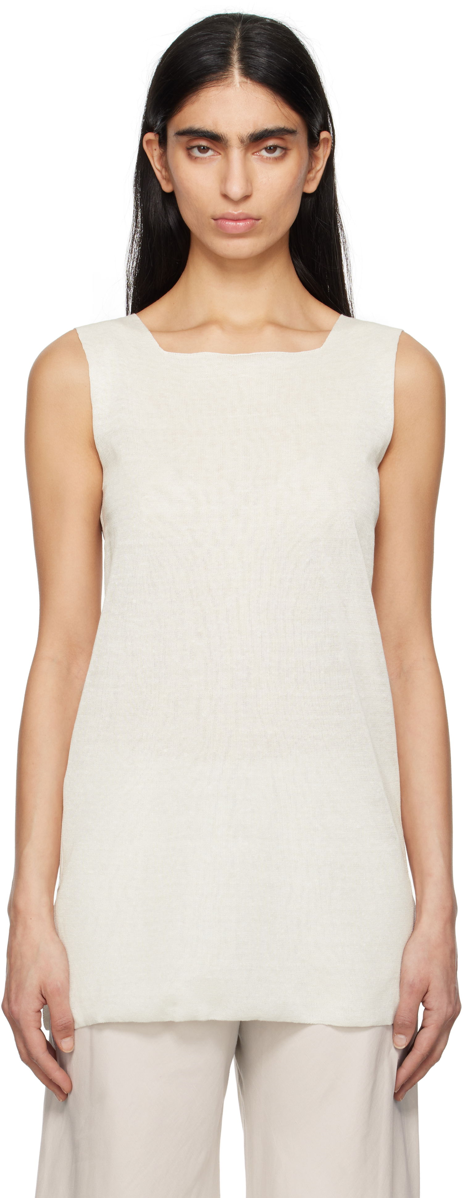 Tanktop The Row The Row Jaylen Square Neck Tank Top Hvid | 8682-Y889, 0