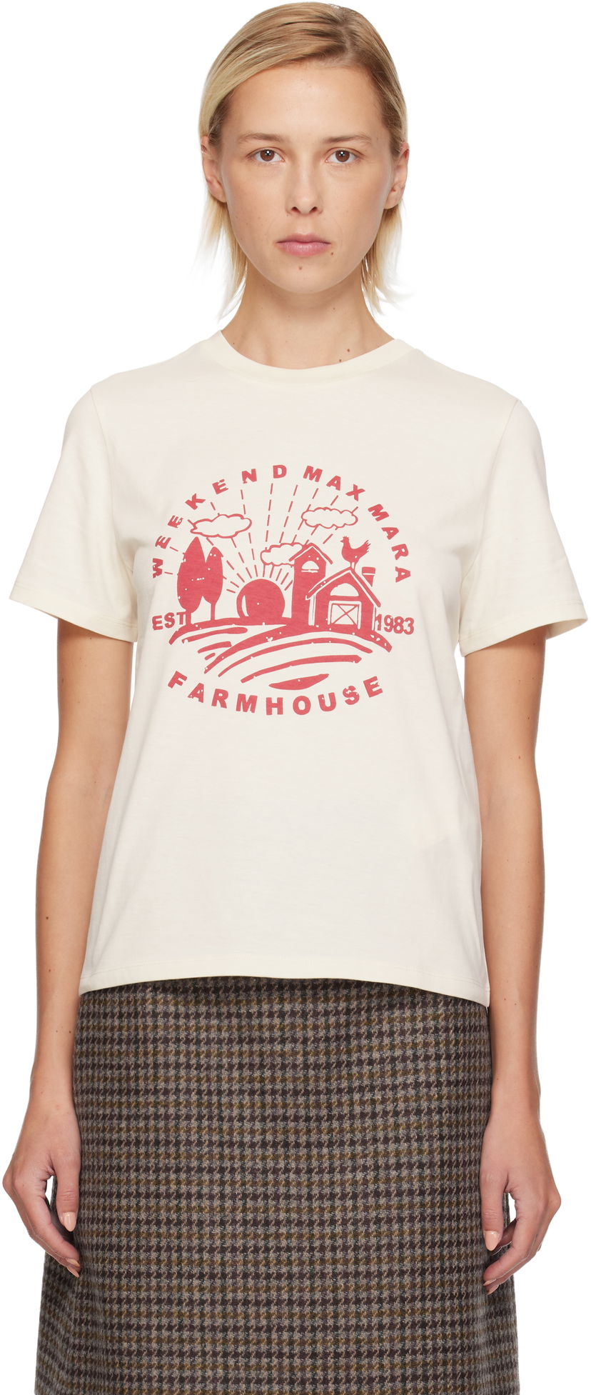 T-shirt Max Mara Weekend Max Mara Farmhouse Graphic T-shirt Beige | 2525976012600