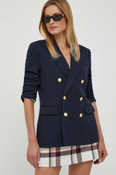Jakke Polo by Ralph Lauren Double-Breasted Wool-Blend Blazer Mørkeblå | 211910134, 0