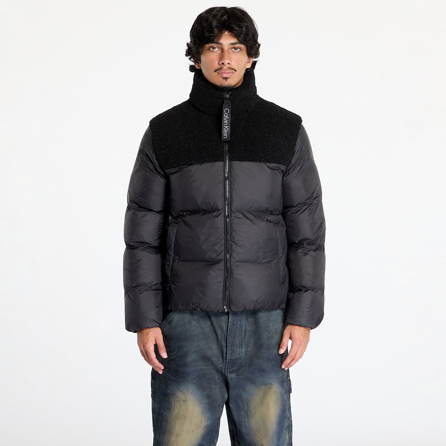 Puffer jakke CALVIN KLEIN Sherpa Puffer Jacket Black Sort | J30J326091 BEH, 0