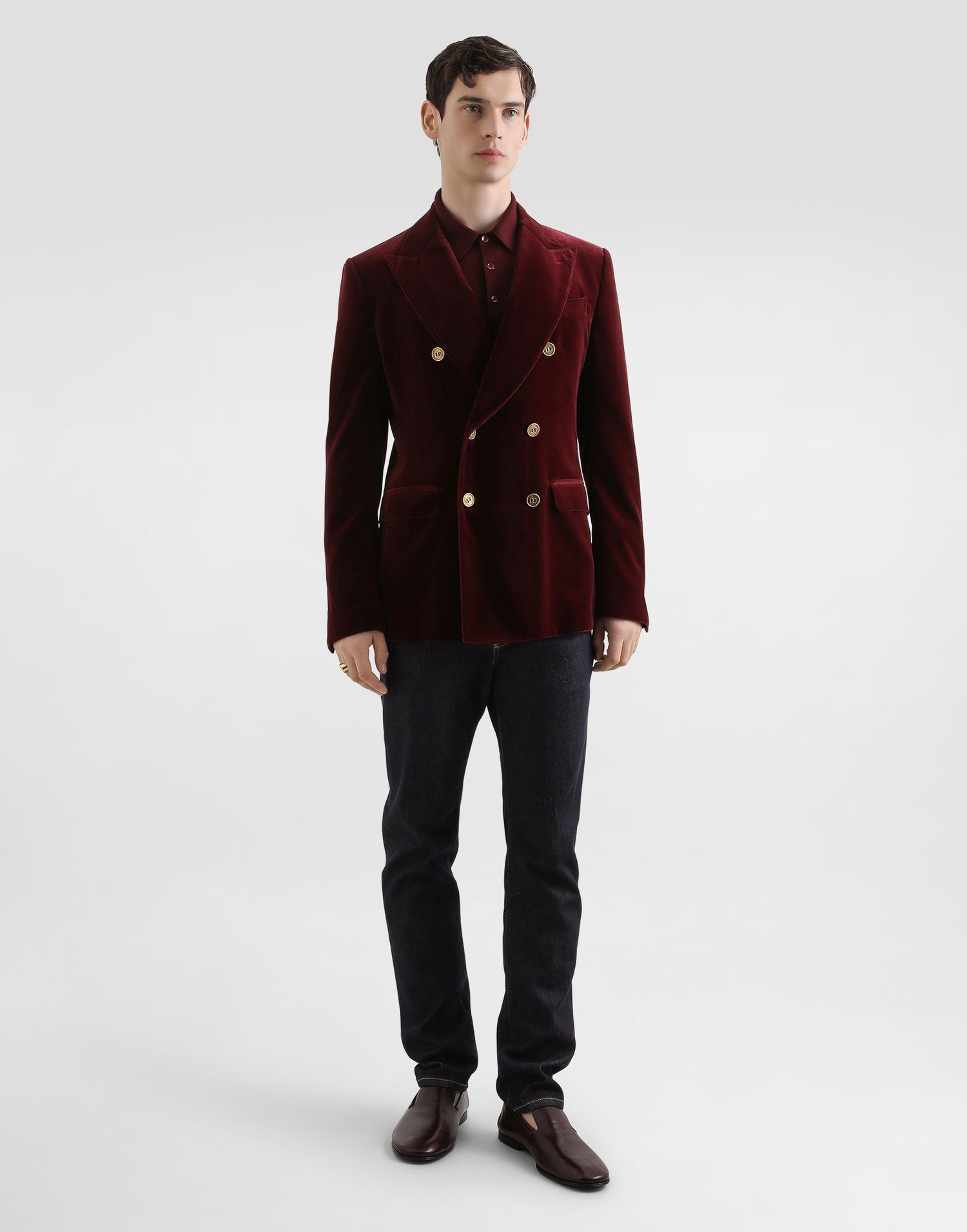 Polo skjorte Dolce & Gabbana Dolce & Gabbana Fine-Gauge Wool Long Sleeve Polo Shirt Bourgogne | GXZ25TJDVBVF0130, 1