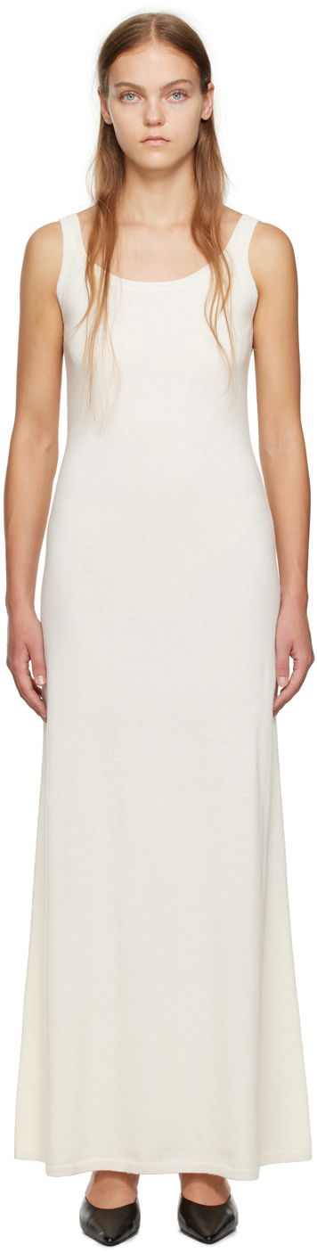 Kjole Max Mara Max Mara Scoop Neck Maxi Dress Hvid | 2313260433600 MM12002