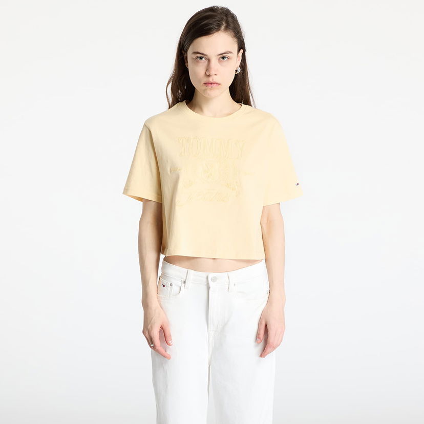 Crop top Tommy Hilfiger Tommy Jeans Relaxed Tonal Crew T-Shirt Gul | DW0DW20326 ZGA