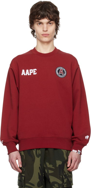 Sweater AAPE by A Bathing Ape AAPE by A Bathing Ape Logo Patch Crewneck Sweatshirt Rød | AAPSWMC337XXNBDX, 0