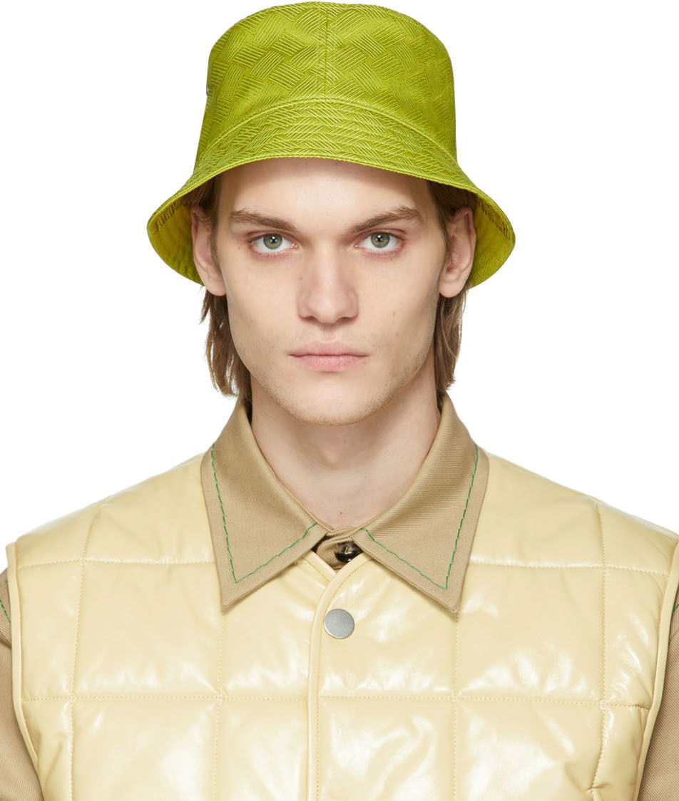 Hat Bottega Veneta Intreccio Bucket Hat Grøn | 687344 V1PO2, 0