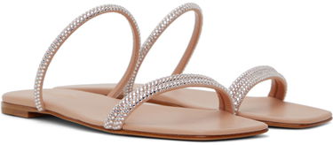 Sneakers og sko Gianvito Rossi Cannes 05 Crystal Embellished Flat Sandals Beige | G16120.05CUO.XCN, 3