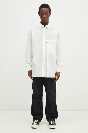 Skjorte Y-3 Y-3 Pleated Pocket Relaxed Fit Shirt Hvid | JL6665, 4
