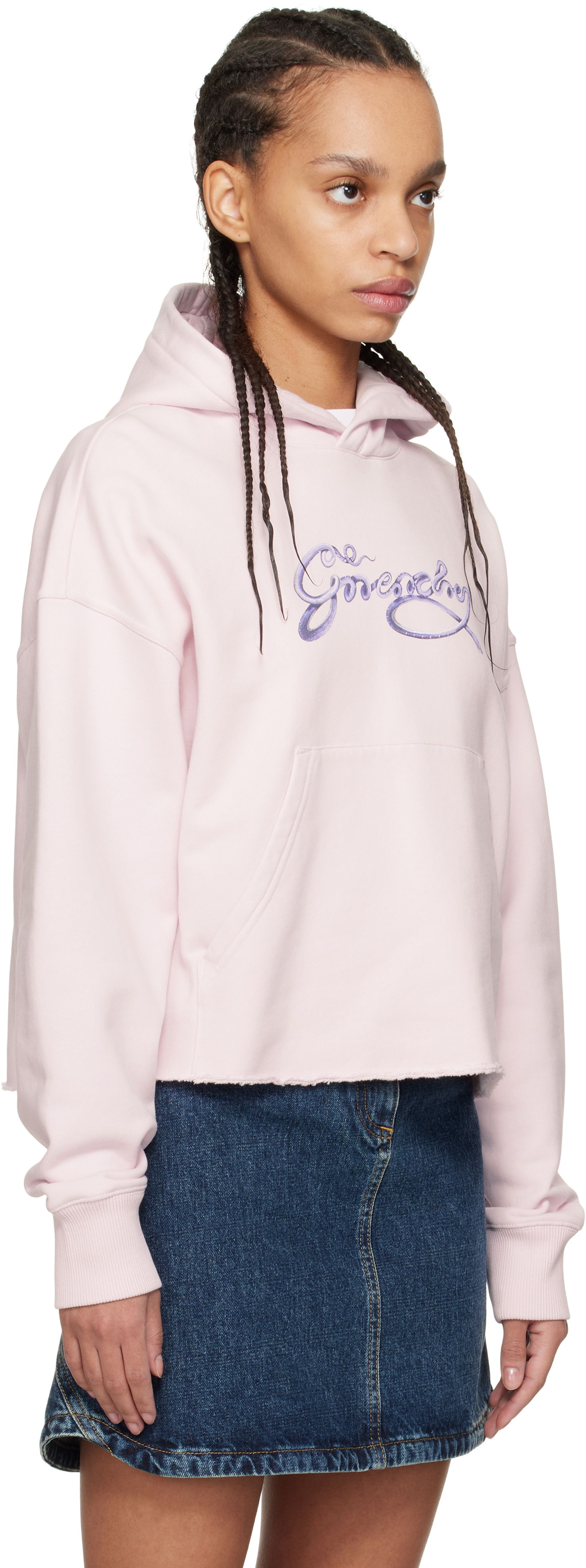 Sweatshirt Givenchy Givenchy Cropped Snake Print Fleece Hoodie Lyserød | BWJ03MP705680, 1