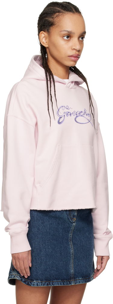 Sweatshirt Givenchy Givenchy Cropped Snake Print Fleece Hoodie Lyserød | BWJ03MP705680, 1