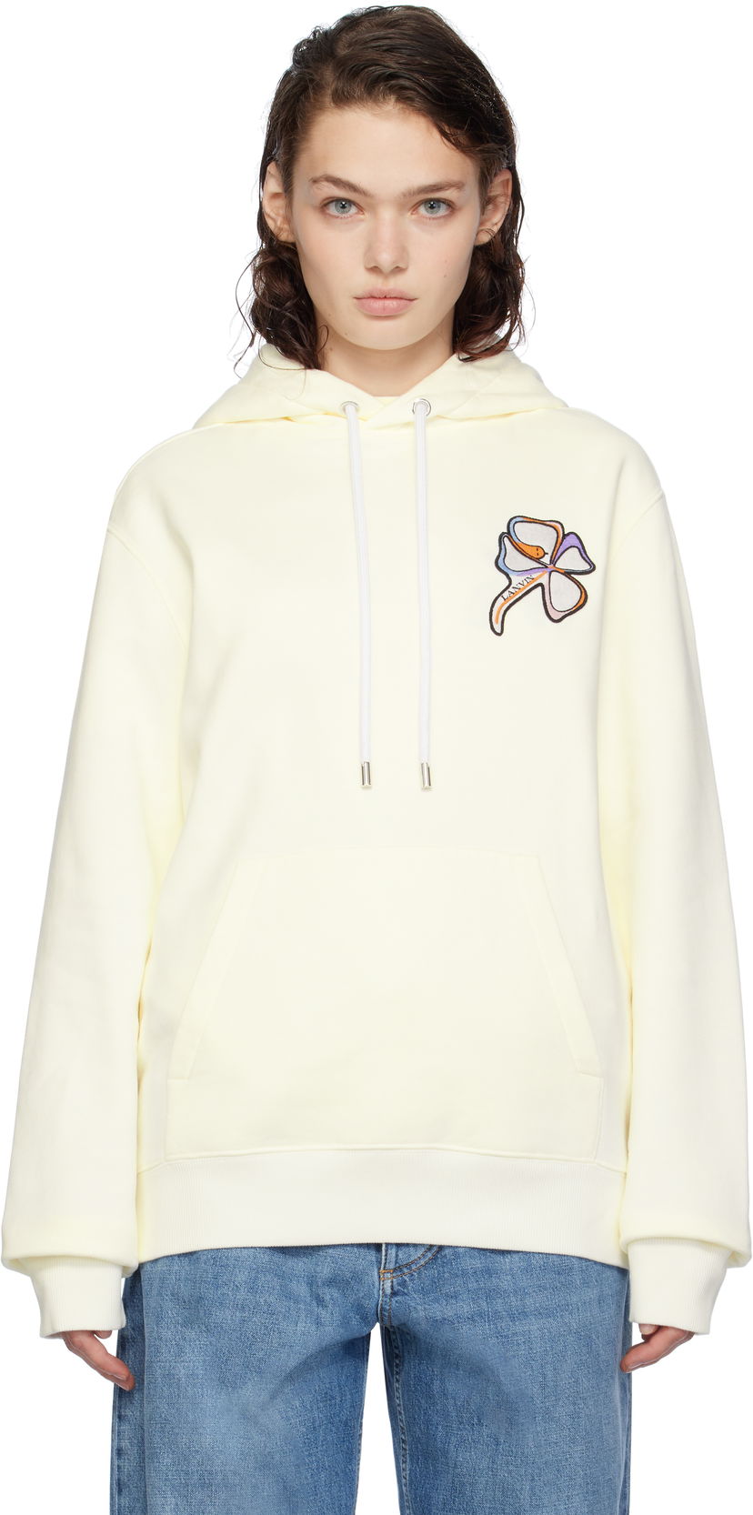 Sweatshirt LANVIN Clover Snake Patch Hoodie Hvid | RU-HO0001-J156-H24