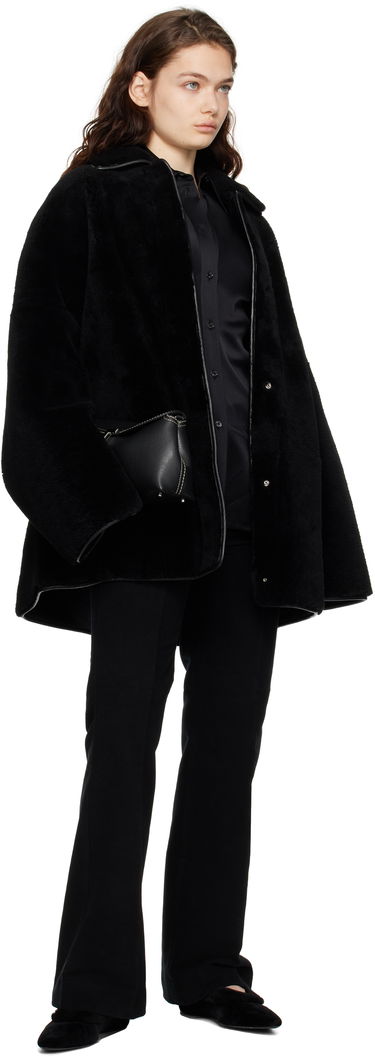 Frakker TOTEME TOTEME Teddy Overshirt Shearling Jacket Sort | 244-WRO0135-LE0080, 3