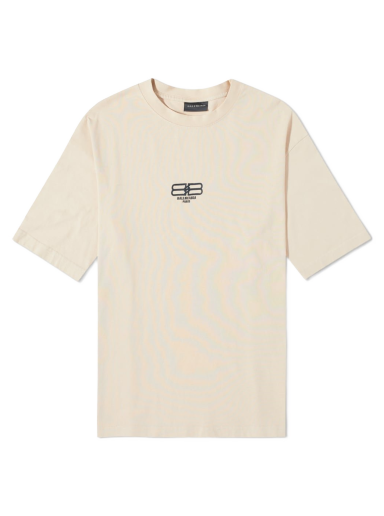 T-shirt Balenciaga BB Centre Logo Tee Beige | 612966-TMVG7-9364