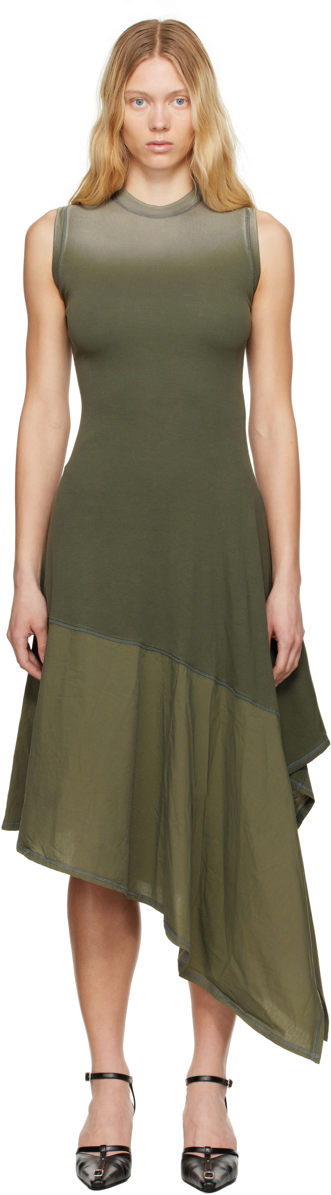 Kjole Diesel Diesel D-Elicy Asymmetrical Midi Dress Grøn | A16590 0NJBC, 0