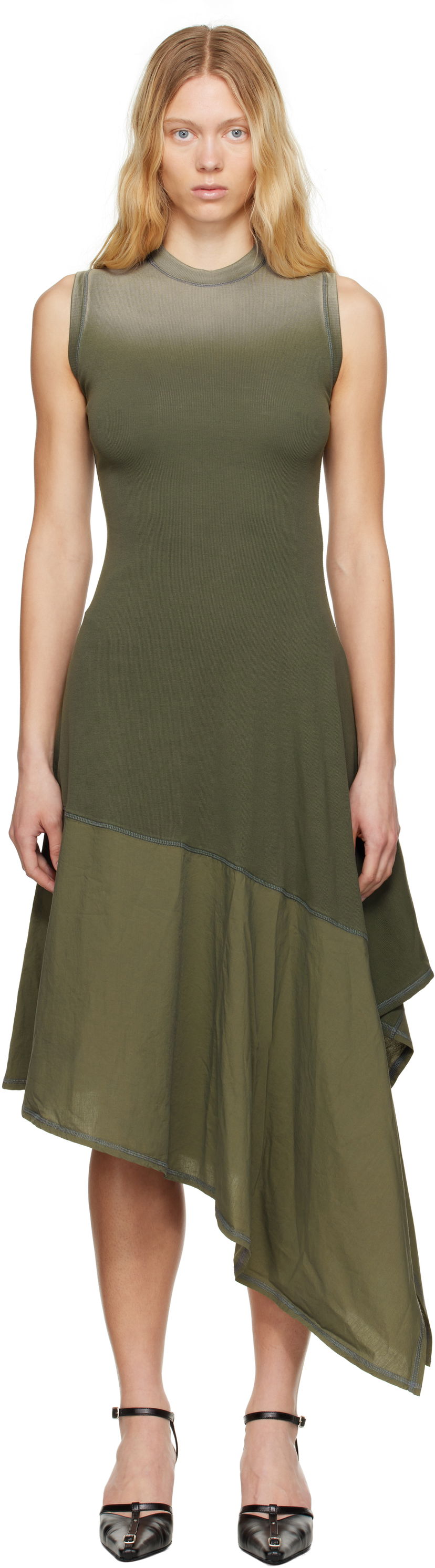 Kjole Diesel Diesel D-Elicy Asymmetrical Midi Dress Grøn | A16590 0NJBC