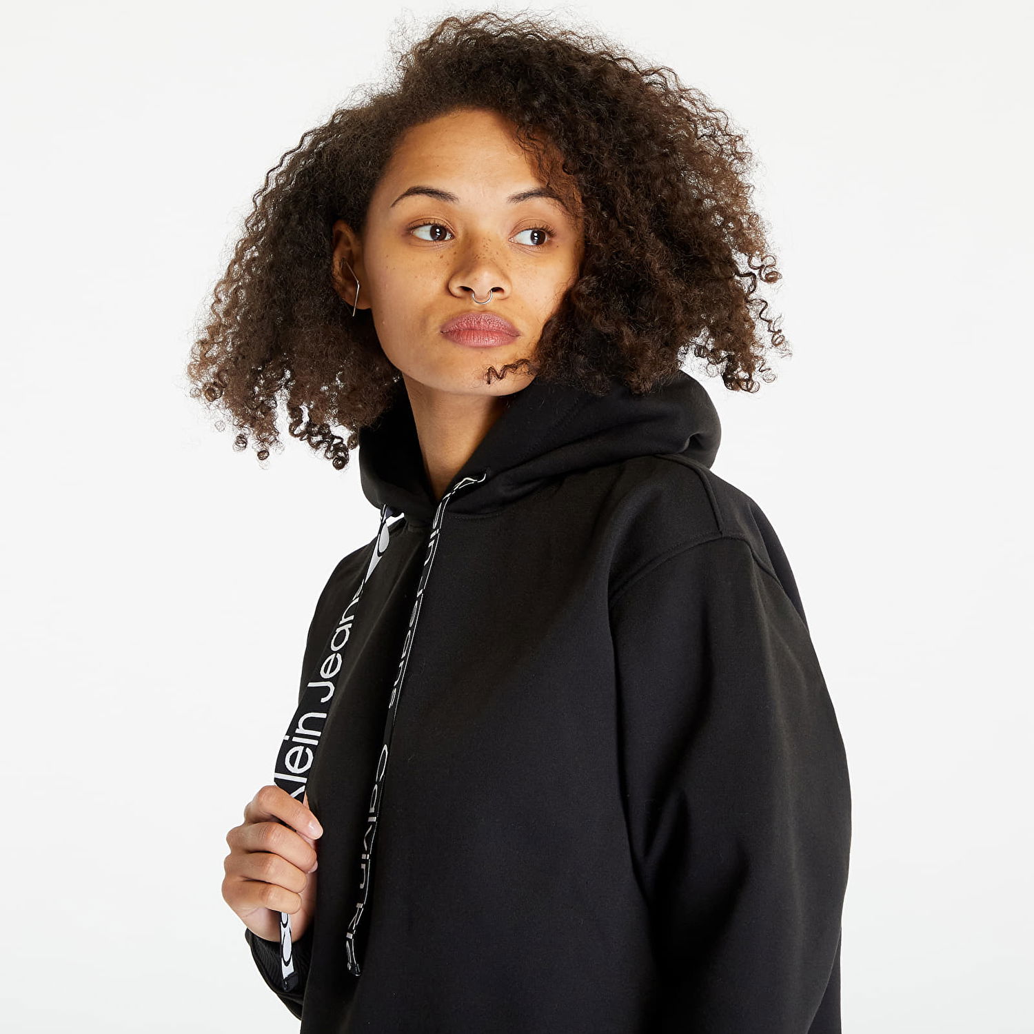 Sweatshirt CALVIN KLEIN Oversized Logo Tape Hoodie Sort | J20J221942 BEH, 1