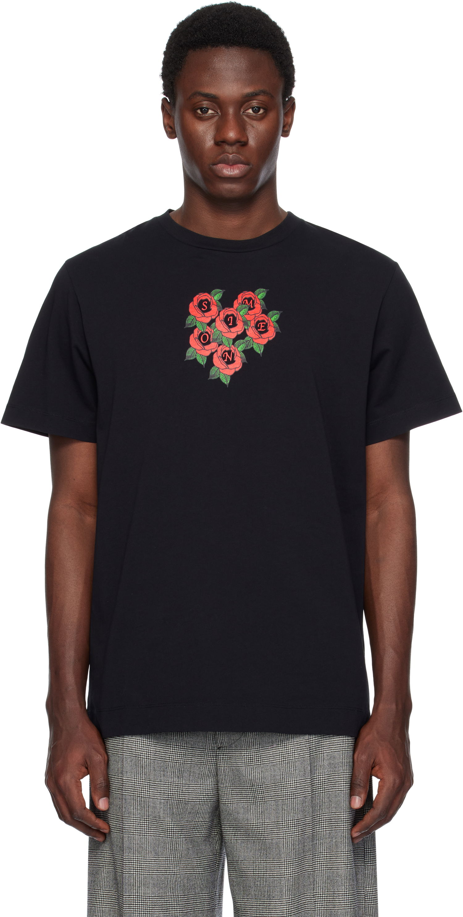 T-shirt Simone Rocha Simone Rocha Cluster Rose Logo Print T-Shirt Sort | 5195P36P37-M 0569, 0