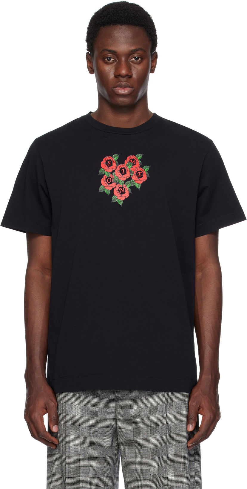 T-shirt Simone Rocha Simone Rocha Cluster Rose Logo Print T-Shirt Sort | 5195P36P37-M 0569