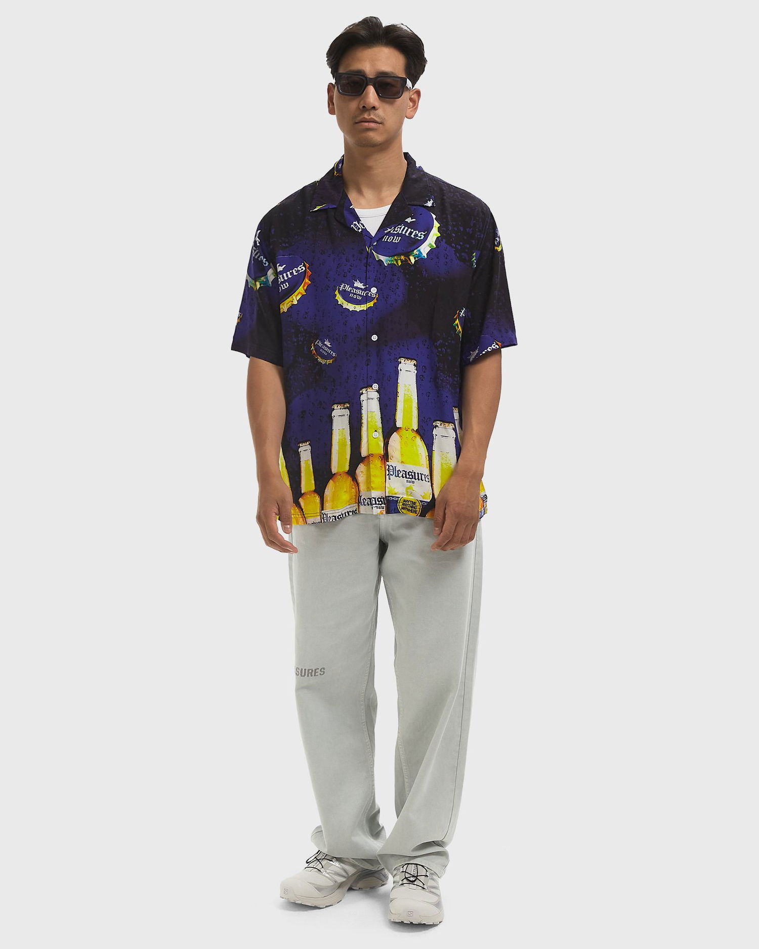Skjorte Pleasures Pleasures Cerveza Camp Shirt Blå | P25SU001-BLUE, 1