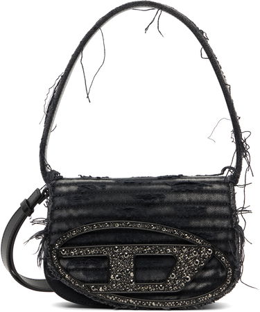 Skuldertaske Diesel 1DR Distressed Crystal-Embellished Shoulder Bag Sort | X08396 P8398, 0