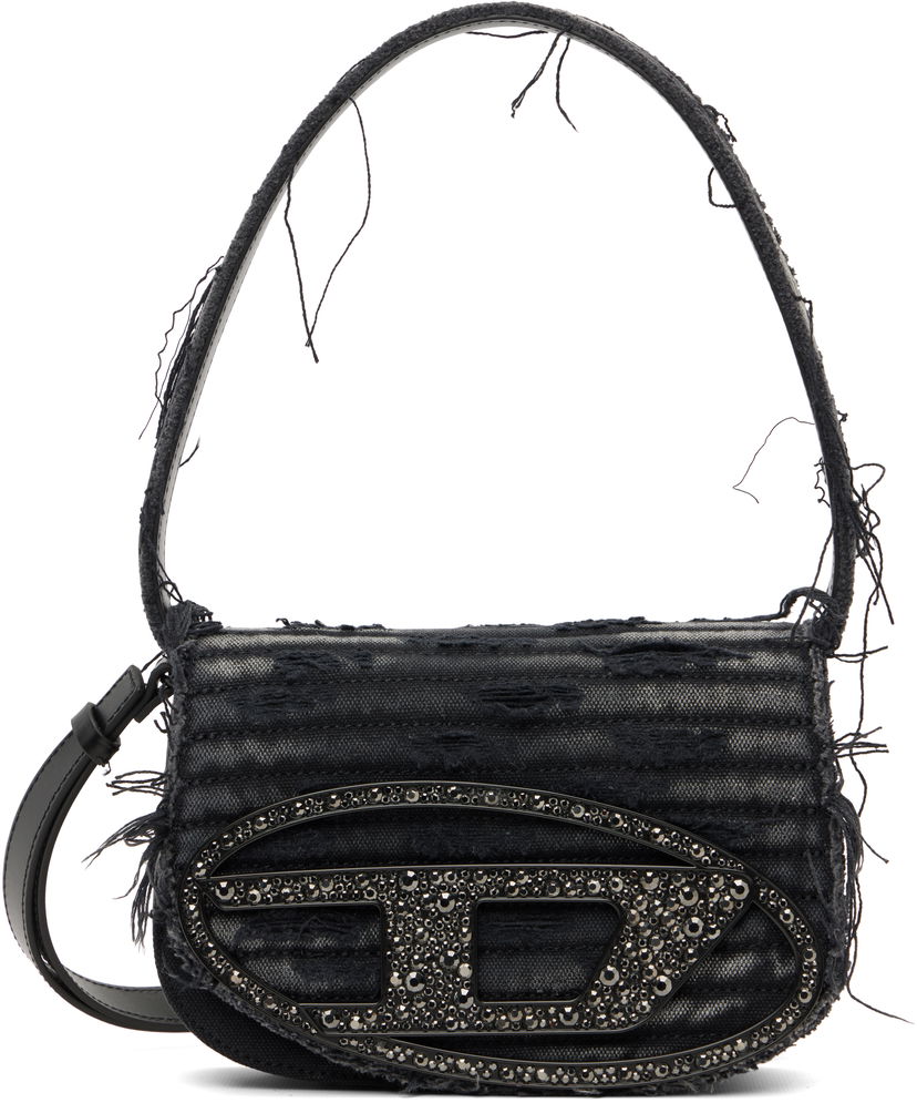 Skuldertaske Diesel 1DR Distressed Crystal-Embellished Shoulder Bag Sort | X08396 P8398