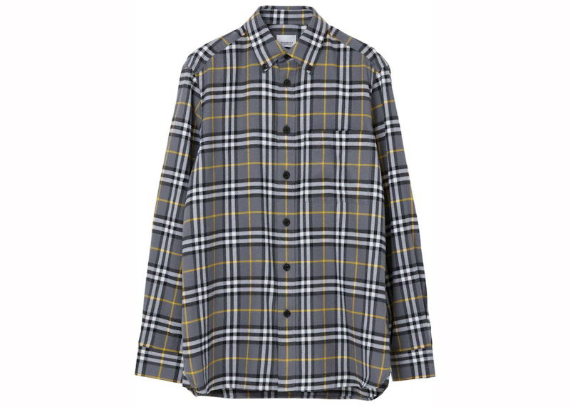 Skjorte Burberry Burberry Check-Pattern Cotton Flannel Shirt Grå | 8064884/8004833