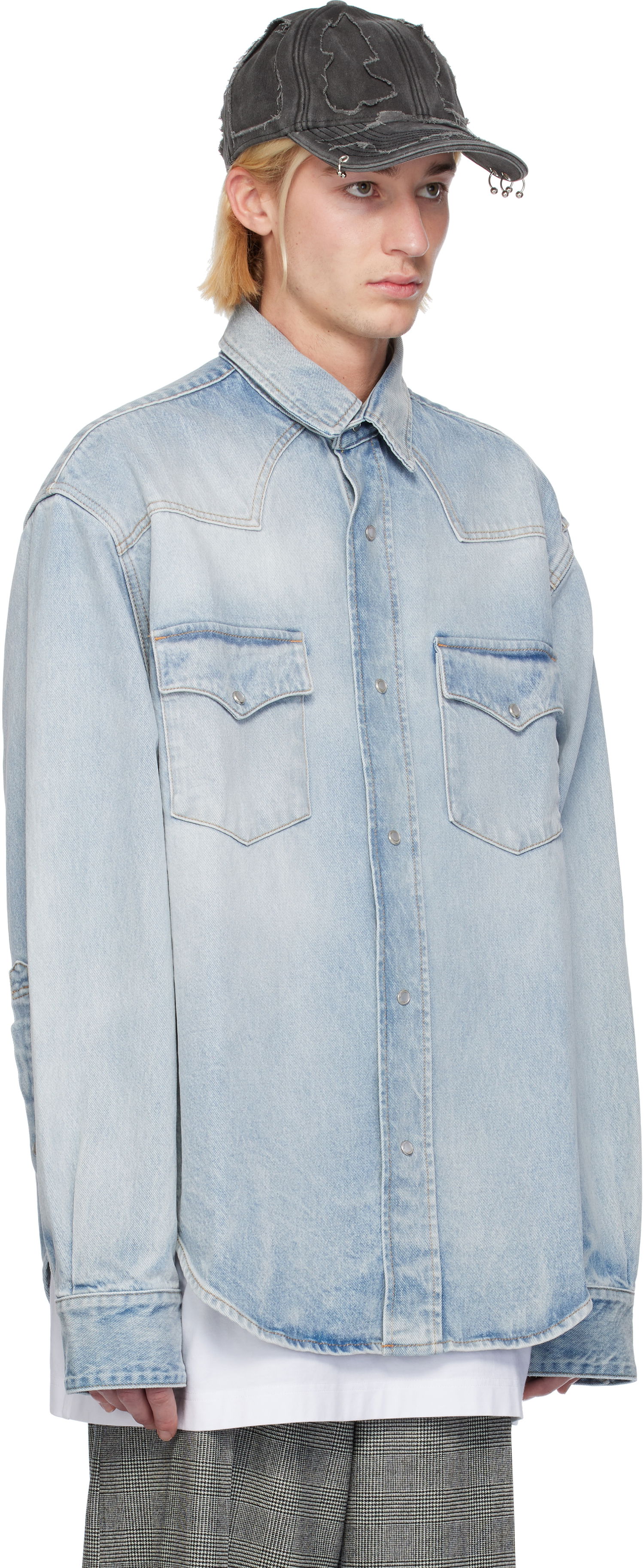 Skjorte VETEMENTS VTMNTS Flap Pocket Denim Shirt Blå | VL22SH600L, 1
