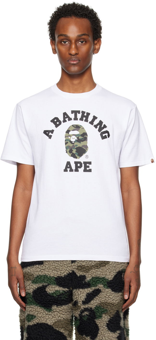 T-shirt BAPE 1st Camo College T-Shirt Hvid | 001TEJ801016M, 0