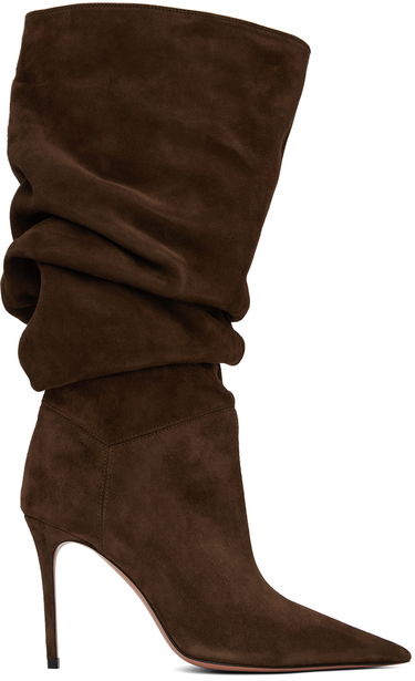 Tøj Amina Muaddi Amina Muaddi Jahleel Suede Slouch Boots Brun | JAHLEEL BOOTIE ST SUEDE, 0