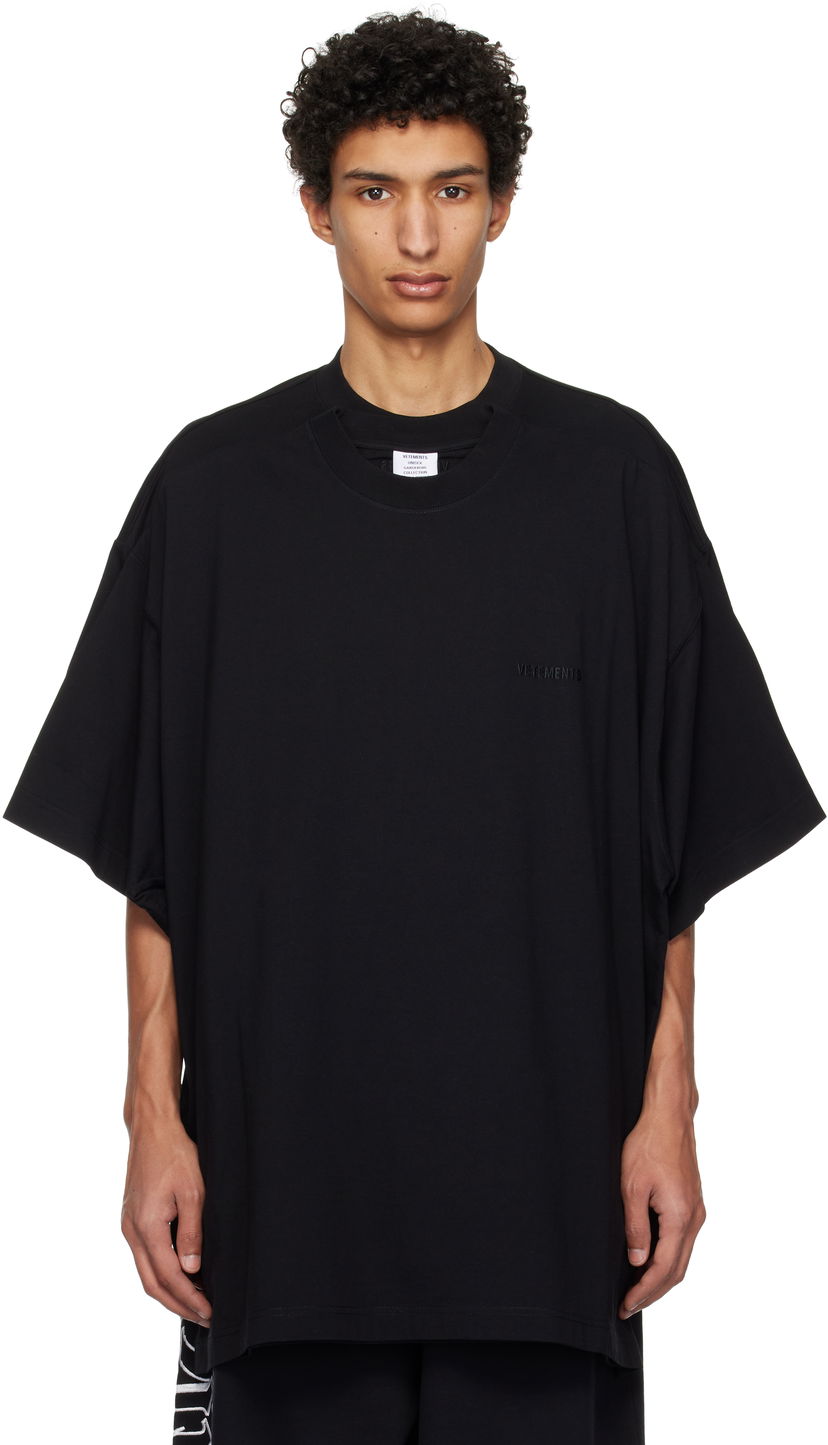 T-shirt VETEMENTS Vetements Merged Double Oversized T-Shirt Sort | UA66TR635B