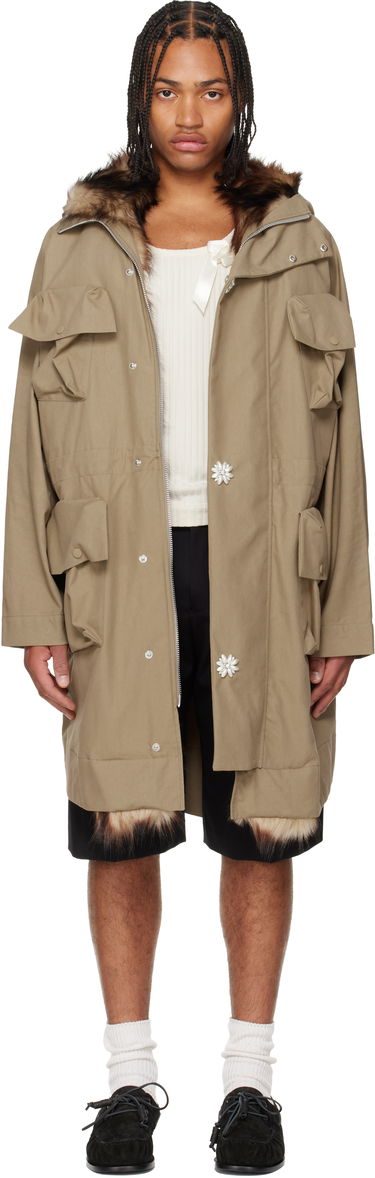 Parka Simone Rocha Simone Rocha Multi Pocket Faux Fur Lined Parka Coat Beige | 2078B 1267, 0