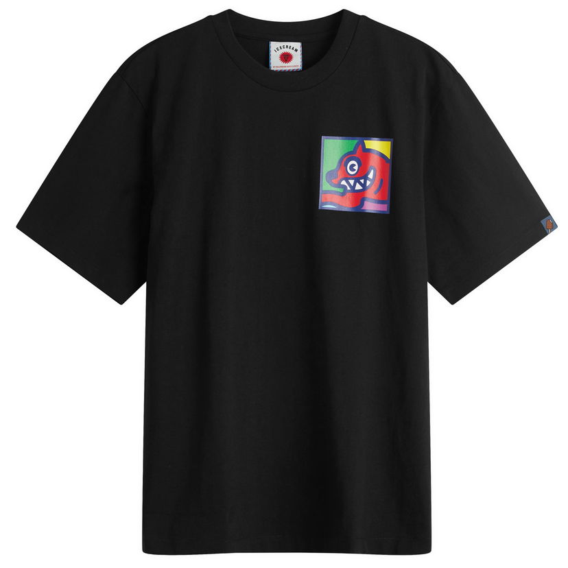 T-shirt BBC IceCream Pop Art Running Dog Graphic Tee Sort | IC25256-BLK